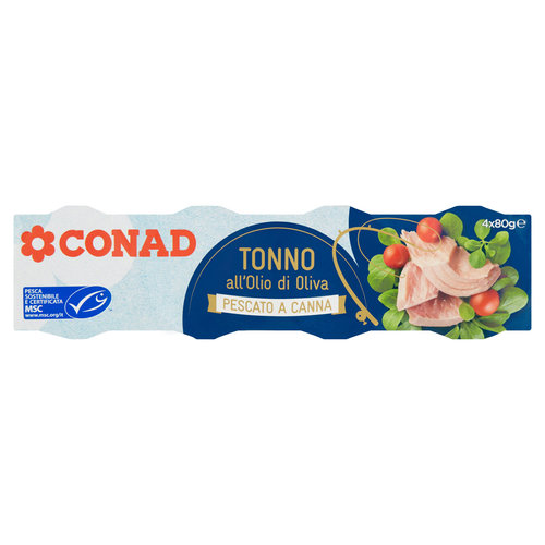 CONAD Tonno all'Olio di Oliva Pescato a Canna 4 x 80 g-image