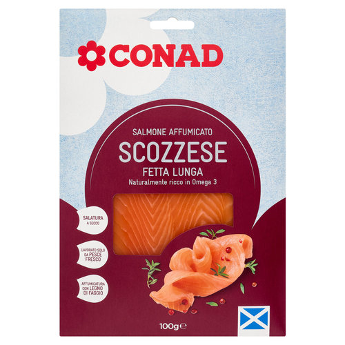 CONAD Salmone Affumicato Scozzese Fetta Lunga 100 g-image
