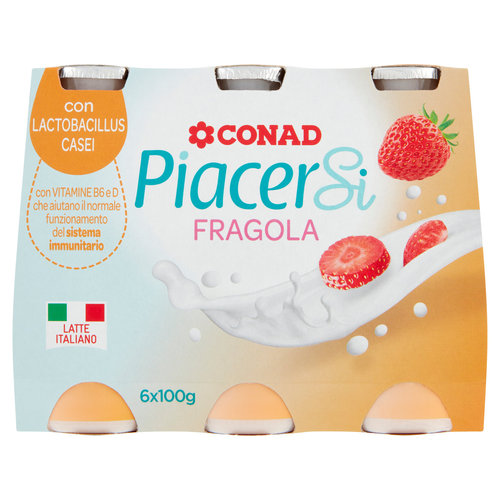 PIACERSI CONAD Fragola con Lactobacillus Casei  6 x 100 g-image