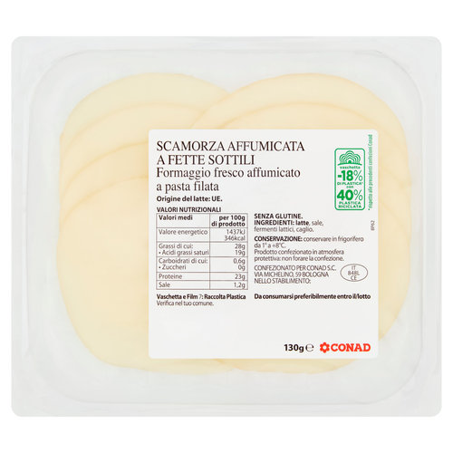 CONAD Scamorza Affumicata a Fette Sottili 130 g-image