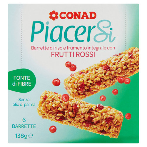 PIACERSI CONAD Barrette di riso e frumento integrale con Frutti Rossi 6 Barrette 138 g-image