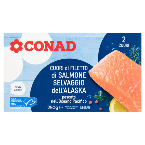 CONAD Cuore di Filetto di Salmone Selvaggio dell'Alaska 2 Cuori Surgelati 250 g-image