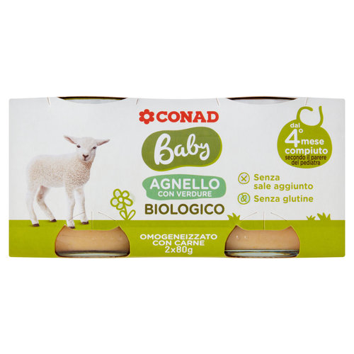 CONAD Baby Agnello con Verdure Biologico Omogeneizzato con Carne 2 x 80 g-image