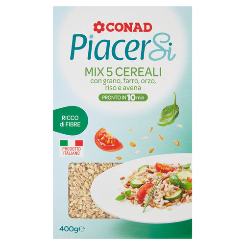 PIACERSI CONAD Mix 5 Cereali Grano, Farro, Orzo, Riso e Avena 400 g-image