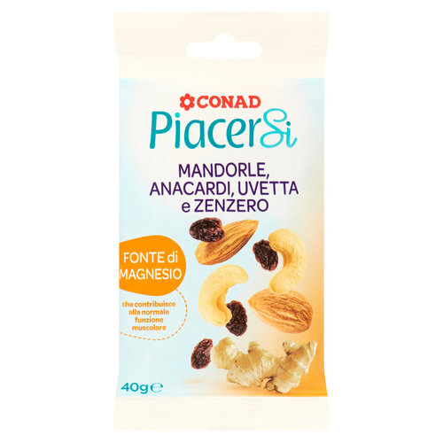 PIACERSI CONAD Mandorle, Anacardi, Uvetta e Zenzero 40 g-image