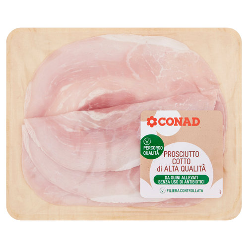 CONAD Percorso Qualità Da suini allevati senza uso di antibiotici Prosciutto Cotto Alta Qualità 100g-image