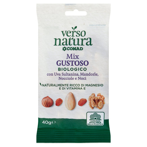 CONAD VERSO NATURA Mix Gustoso con Uva Sultanina, Mandorle, Nocciole e Noci Biologico 40 g-image