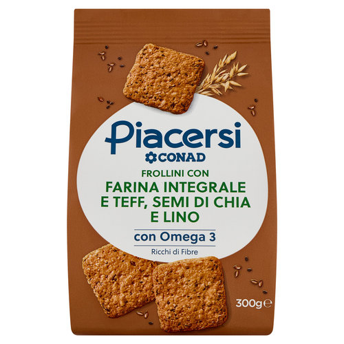 PIACERSI CONAD Frollini con Farina Integrale e Teff, Semi di Chia e Lino 300 g-image