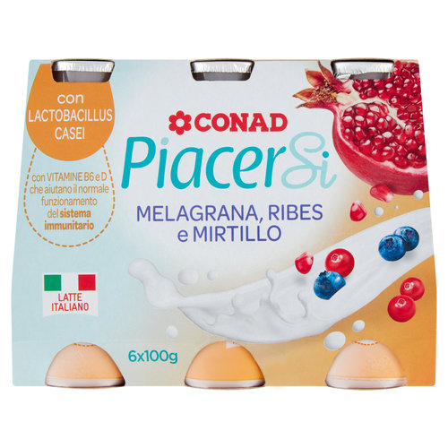 PIACERSI CONAD Ribes, Mirtillo e Melagrana con Lactobacillus Casei 6 x 100 g-image