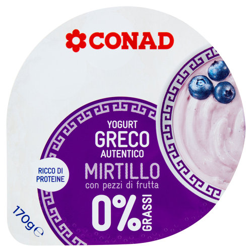 CONAD Yogurt Greco Autentico Mirtillo con pezzi di frutta 0% Grassi 170 g-image