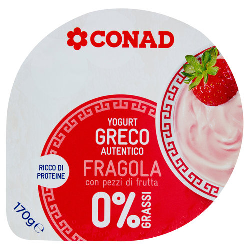 CONAD Yogurt Greco Autentico Fragola con pezzi di frutta 0% Grassi 170 g-image