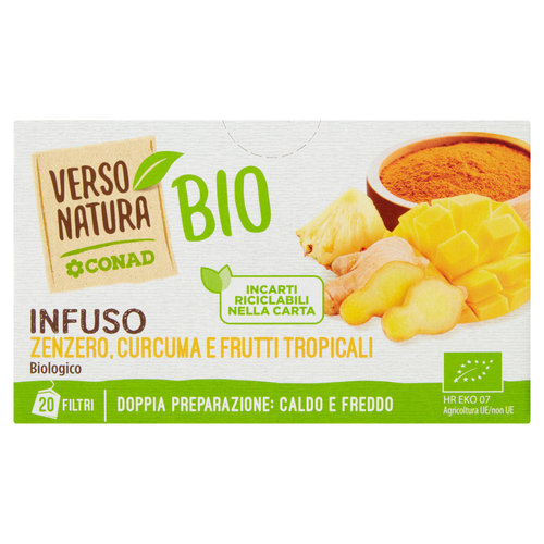 CONAD VERSO NATURA Bio Infuso Zenzero, Curcuma e Frutti Tropicali Biologico 20 filtri da 2,5 g-image