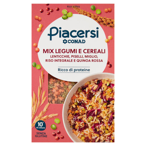 PIACERSI CONAD Mix Legumi e Cereali Lenticchie, Piselli, Miglio, Riso Integrale e Quinoa Rossa 400 g-image